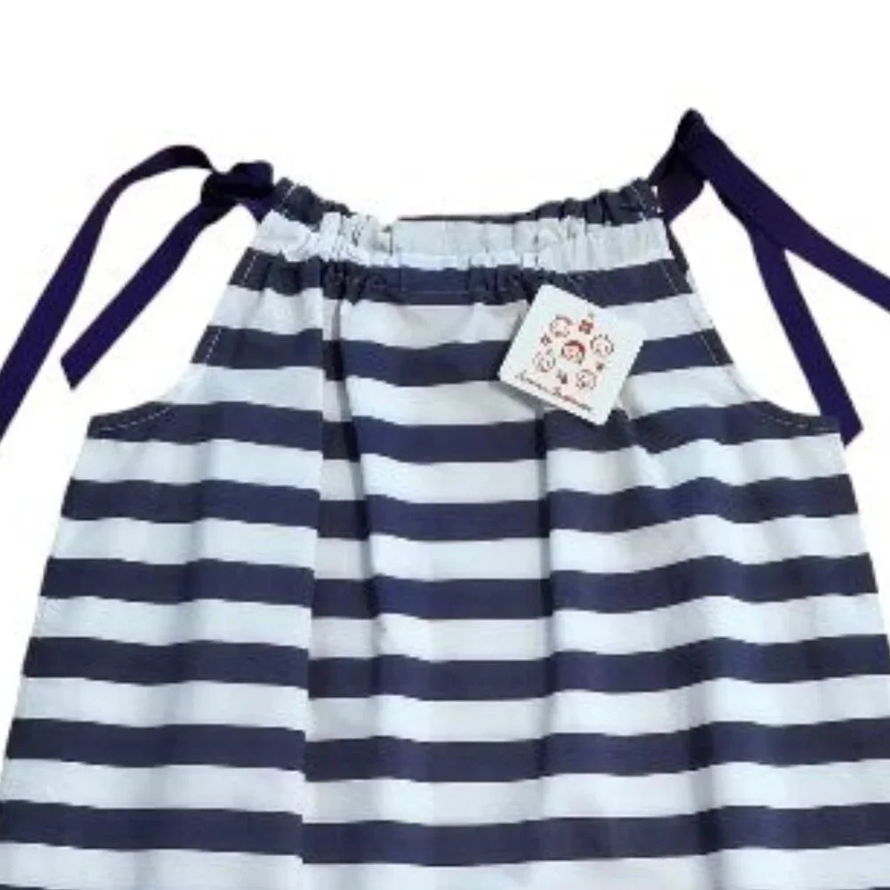 NWT Hanna Andersson Blue White Striped Pillowcase Dress - Size 110 (US 5)